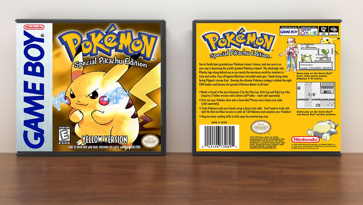 Pokemon Yellow Version: Special Pikachu Edition (White ESRB), Case Color: DARK GREY (OEM DS CASE COLOR), Artwork Spine Color: Chrome