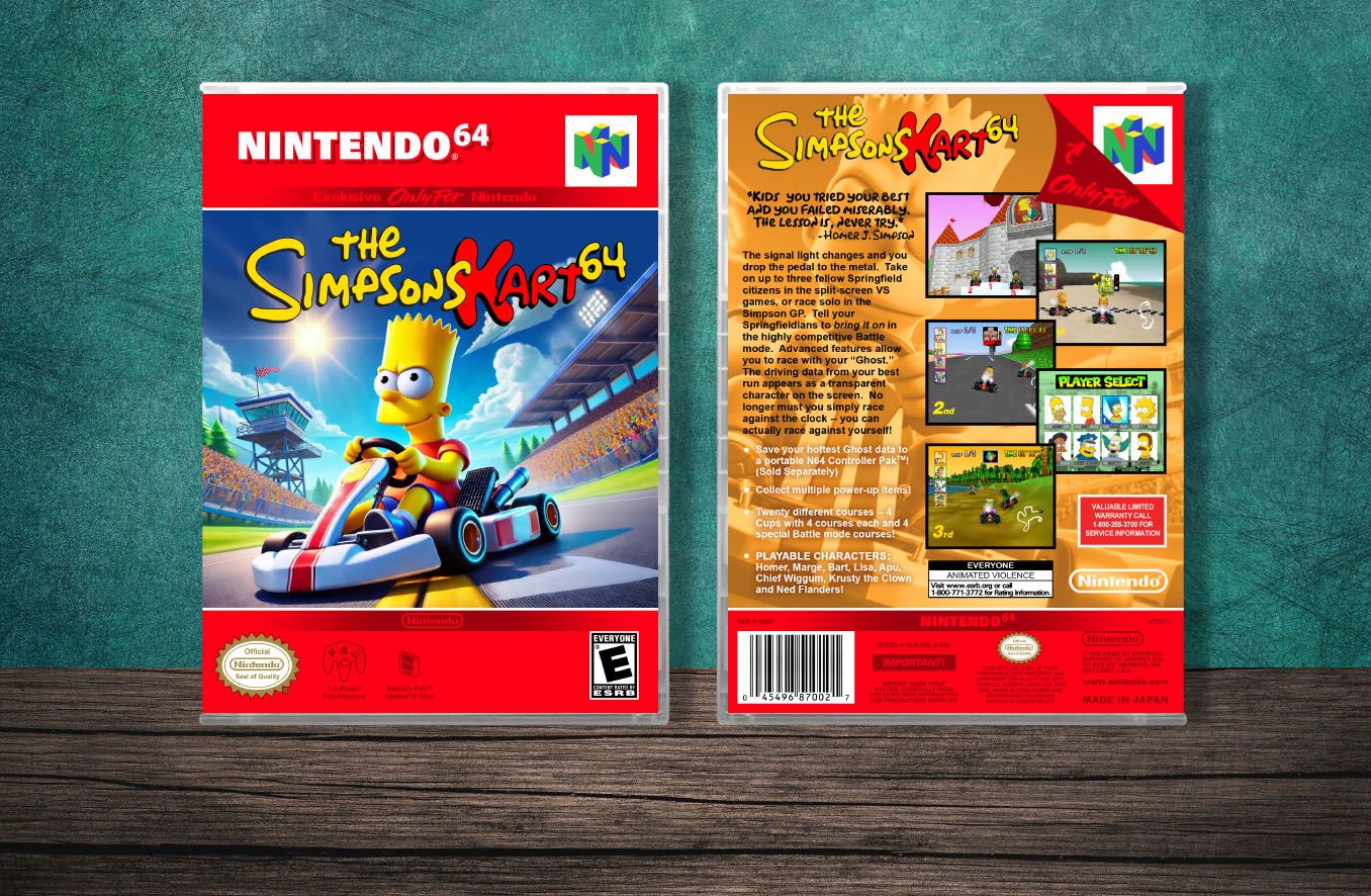 Simpsons Kart 64, Case Color: CLEAR (Transparent)