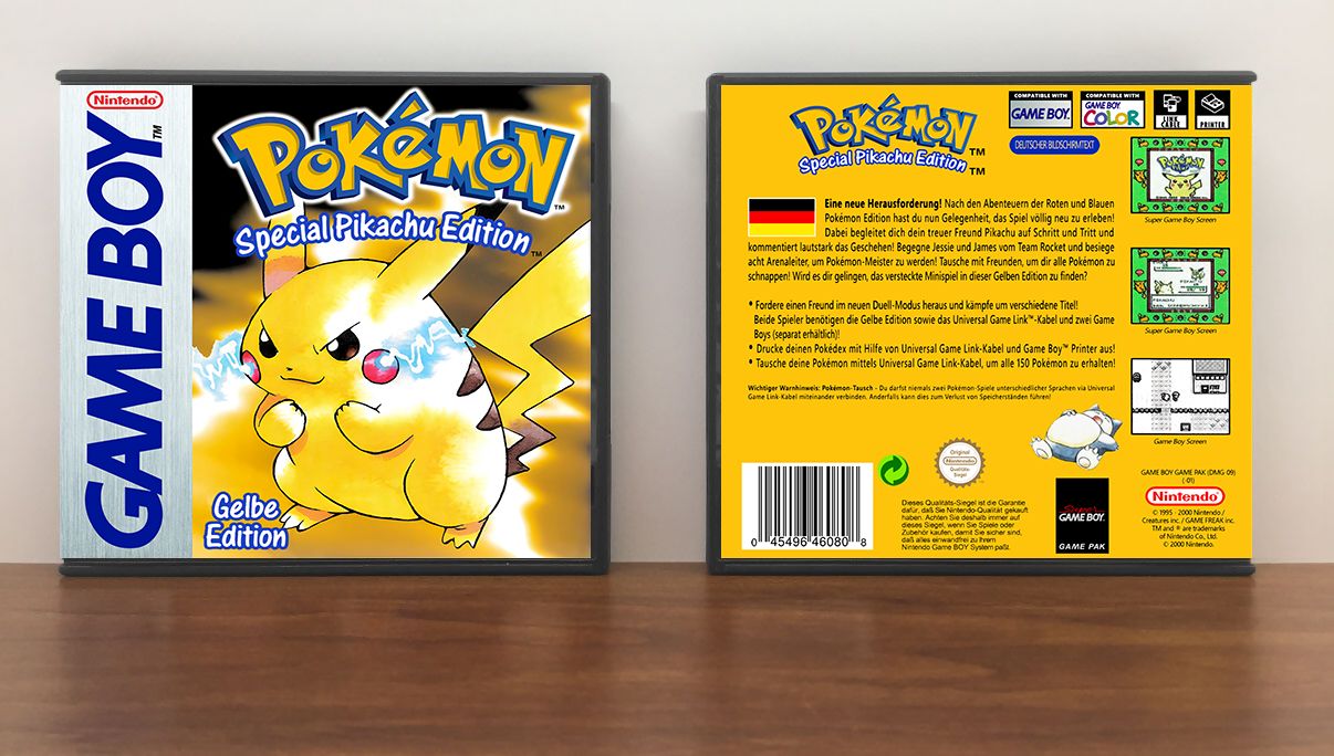 Pokemon Yellow Version: Special Pikachu Edition (German), Case Color: DARK GREY (OEM DS CASE COLOR), Artwork Spine Color: Chrome
