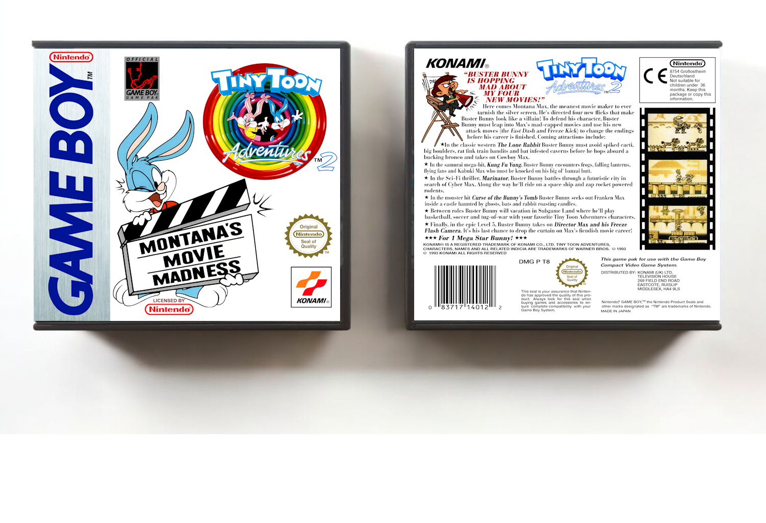 Tiny Toon Adventure 2 - Montana's Movie Madness (PAL), Artwork Spine Color: Chrome