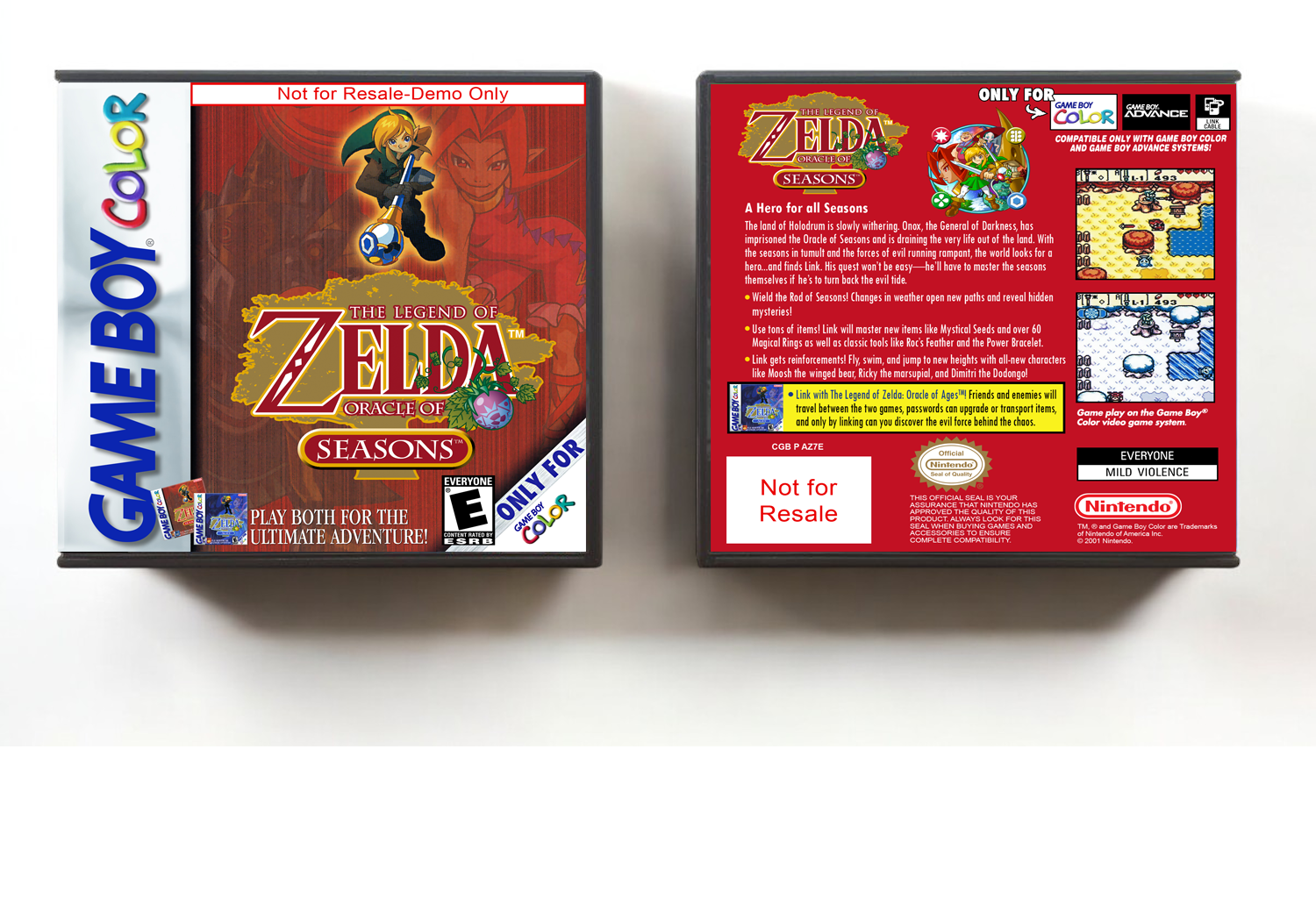 Legend of Zelda: Oracle of Seasons, The (Not For Resale), Artwork Spine Color: Chrome