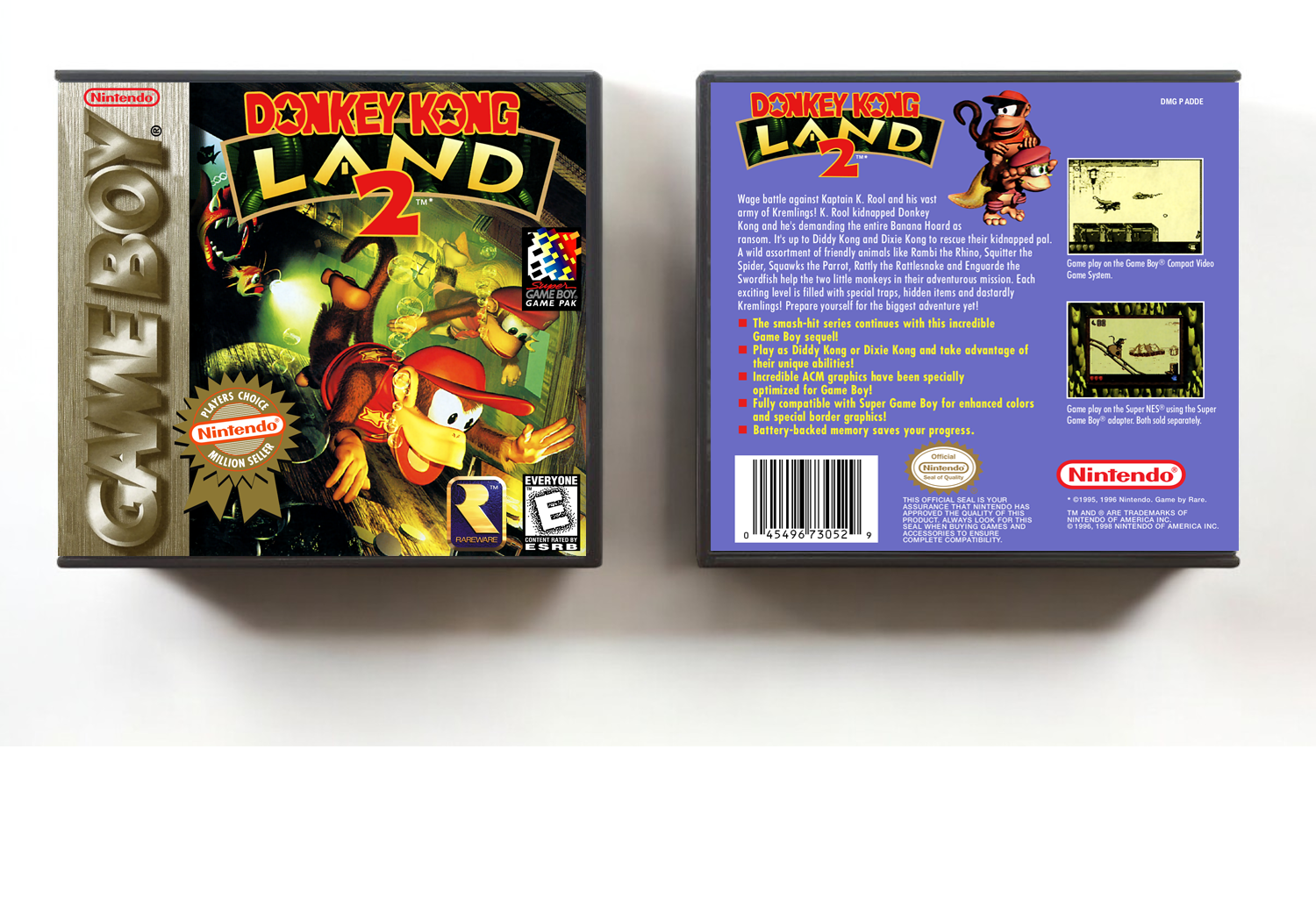 Donkey Kong Land 2 (PC), Case Color: DARK GREY (OEM DS CASE COLOR), Artwork Spine Color: (PC) Chrome