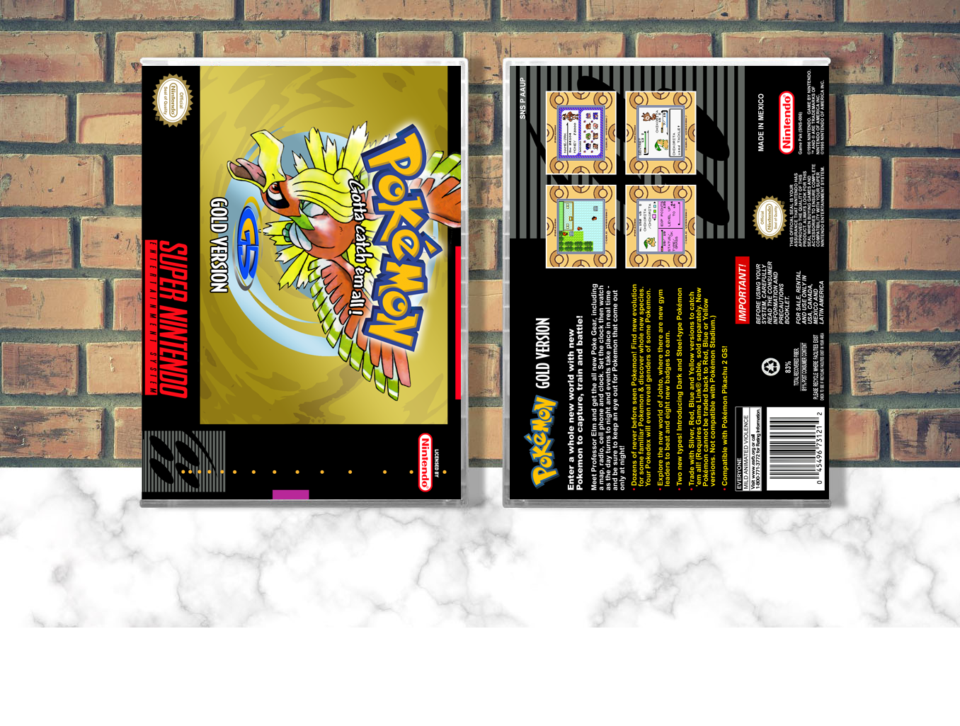 Pokemon Gold Version, Case Color: CLEAR (Transparent)
