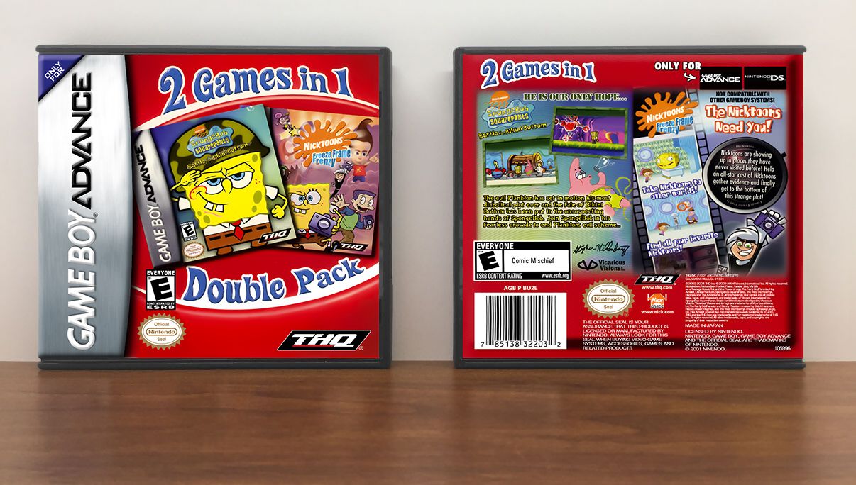 2-In-1 Double Pack - SpongeBob SquarePants: Battle for Bikini Bottom / Nicktoons: Freeze Frame Frenzy, Artwork Spine Color: Chrome