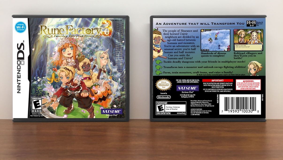 Rune Factory 3: A Fantasy Harvest Moon, Case Color: DARK GREY (OEM DS CASE COLOR)