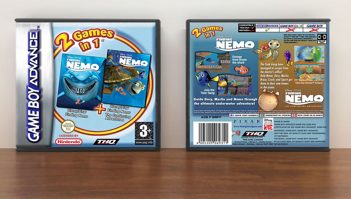 2 Games in 1: Finding Nemo &amp; Finding Nemo The Continuing Adventures (PAL), Artwork Spine Color: Chrome