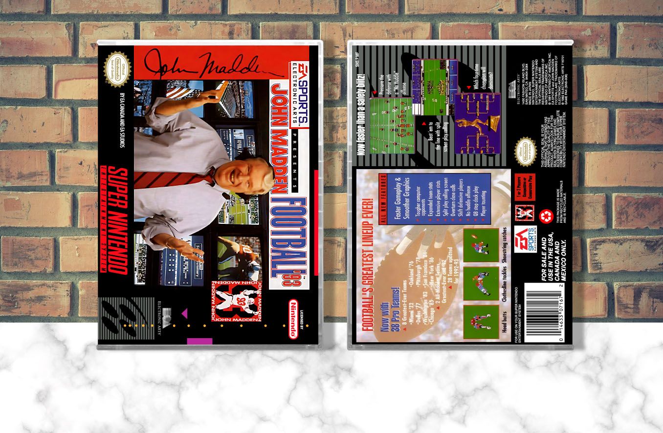 John Madden Football &#39;93, Case Color: CLEAR (Transparent)