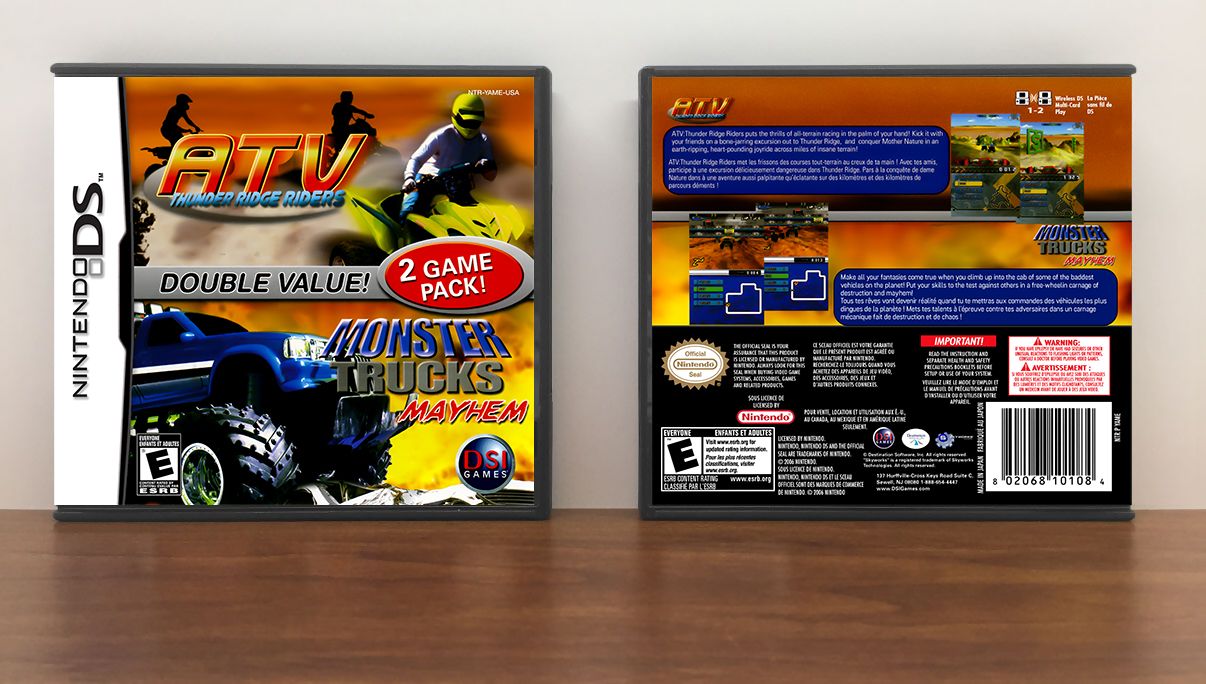 ATV: Thunder Ridge Riders / Monster Truck Mayhem, Case Color: DARK GREY (OEM DS CASE COLOR)