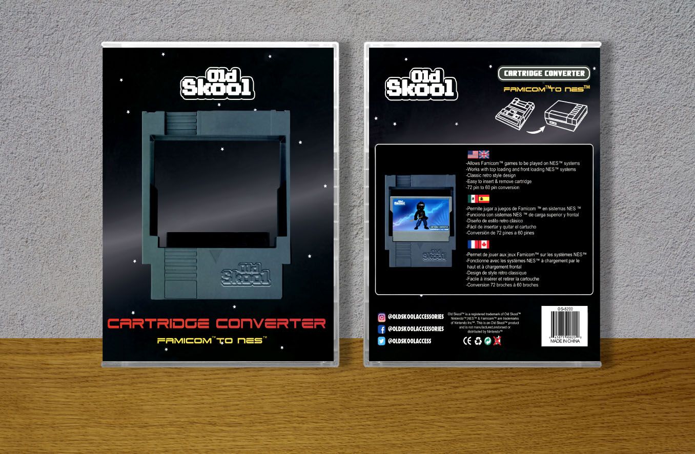 Cartridge Converter Famicom to NES 'Old Skool', Case Color: CLEAR (Transparent)