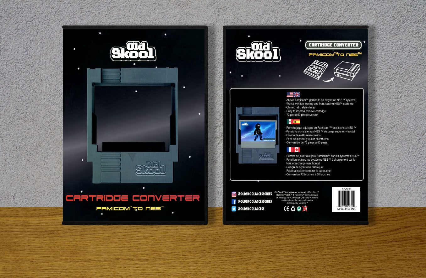 Cartridge Converter Famicom to NES &#39;Old Skool&#39;, Case Color: DARK GREY (OEM DS CASE COLOR)