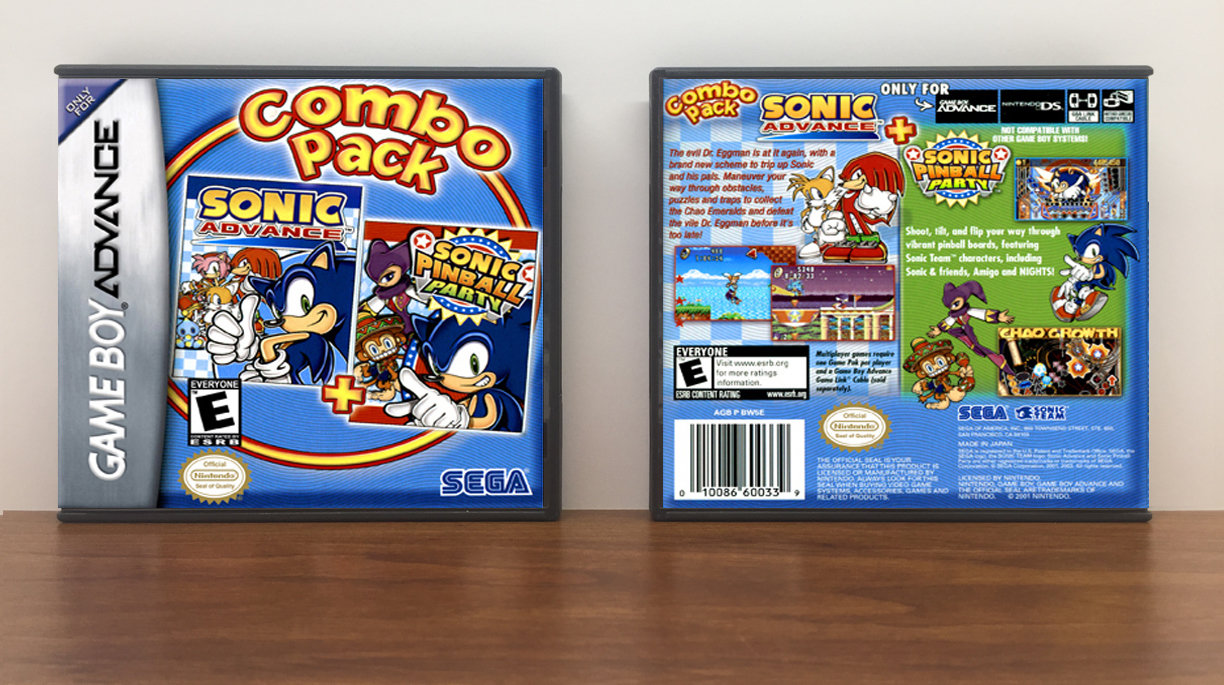 2-In-1 Double Pack - Sonic Advance / Sonic Pinball Party, Artwork Spine Color: Chrome
