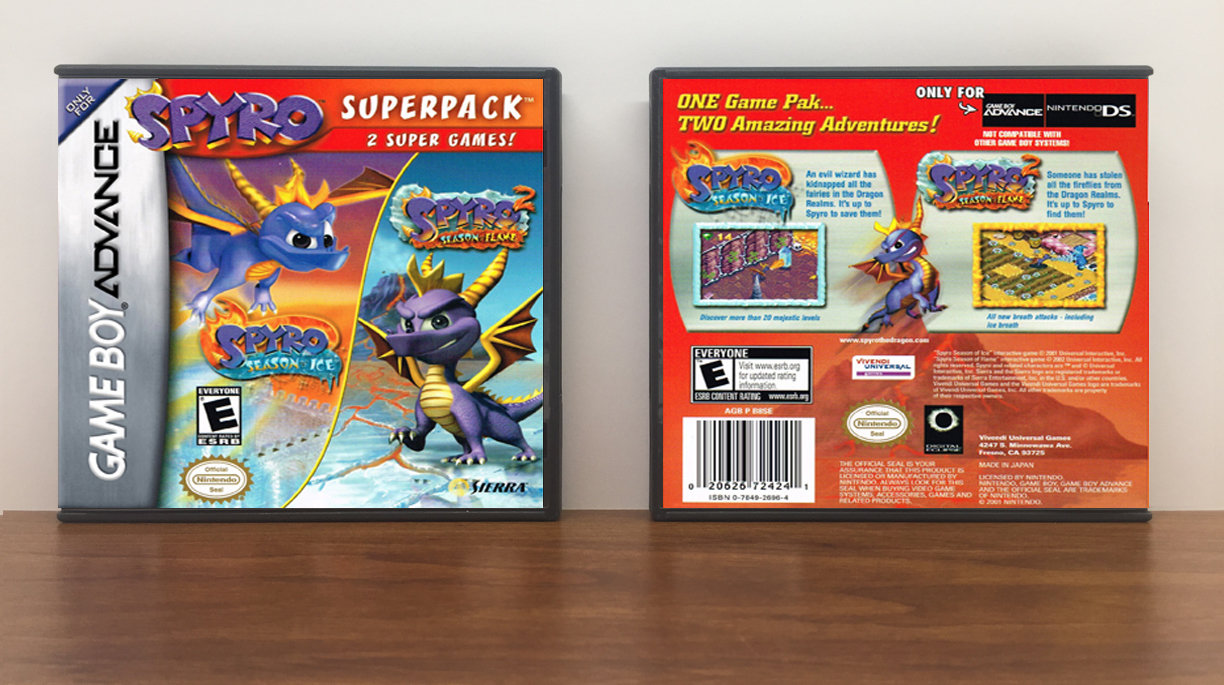 2-In-1 Double Pack - Spyro Season of Ice / Spyro 2 Season of Flame, Artwork Spine Color: Chrome