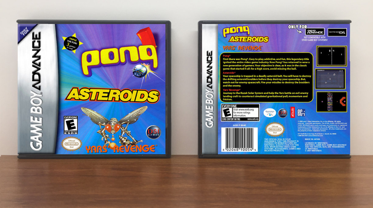 Asteroids / Pong / Yar&#39;s Revenge, Artwork Spine Color: Chrome
