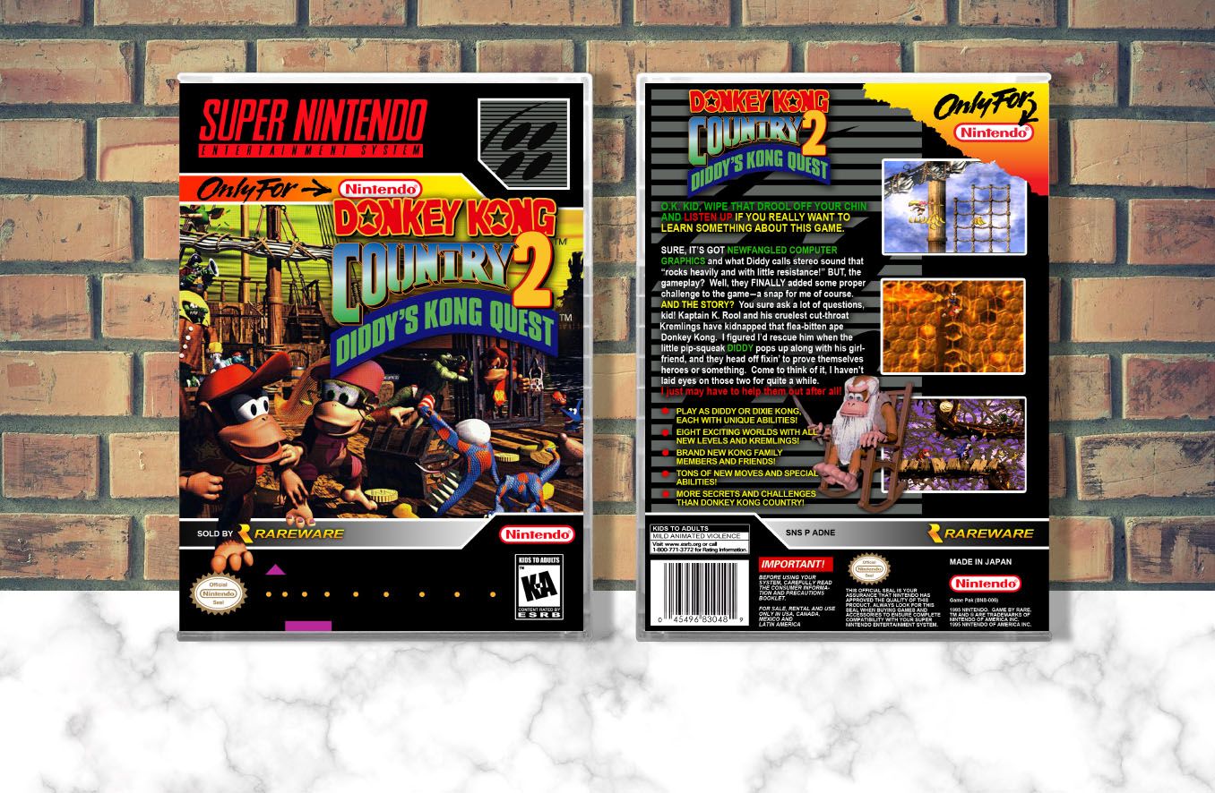 Donkey Kong Country 2: Diddy's Kong Quest, Case Color: CLEAR (Transparent)