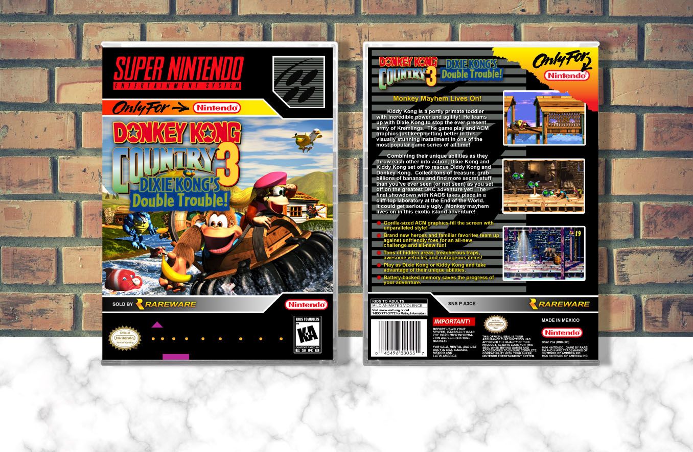Donkey Kong Country 3: Dixie Kong's Double Trouble, Case Color: CLEAR (Transparent)
