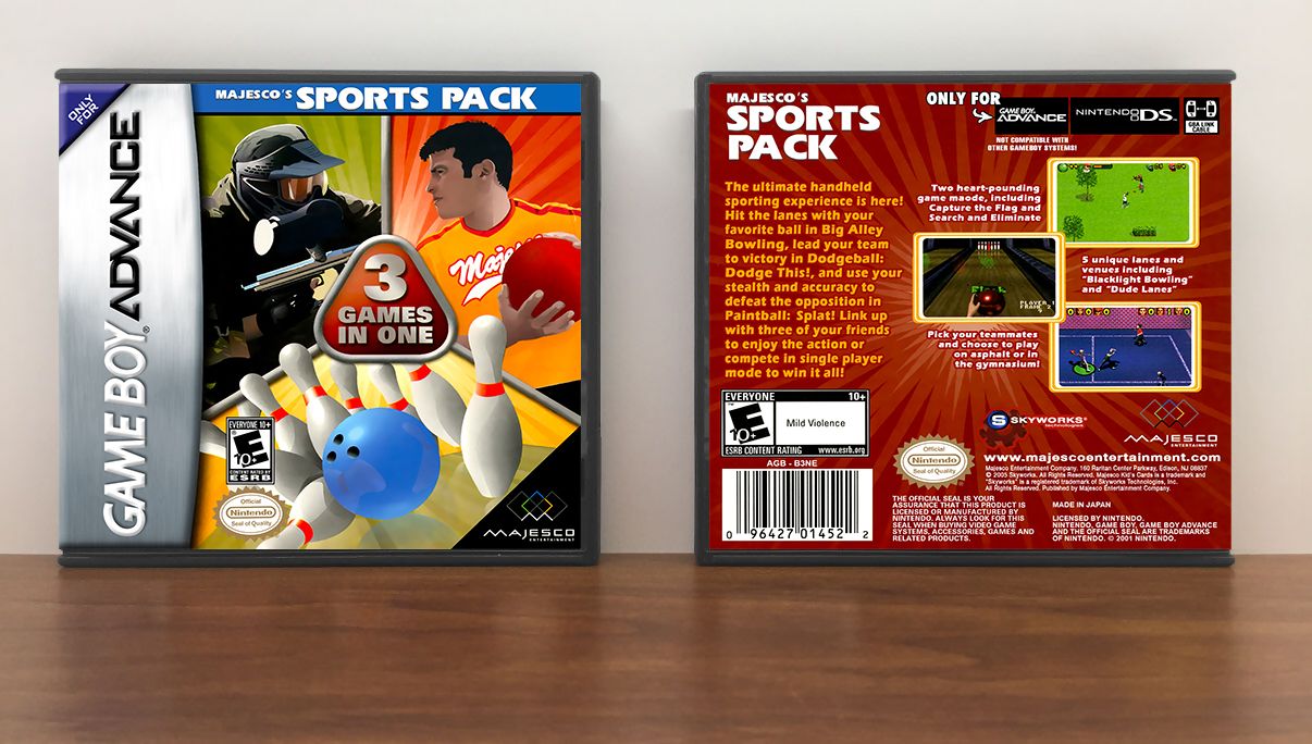 3-in-1 Majesco's Sports Pack: Paintball Splat! / Dodgeball Dodge This! / Big Alley Bowling, Artwork Spine Color: Chrome