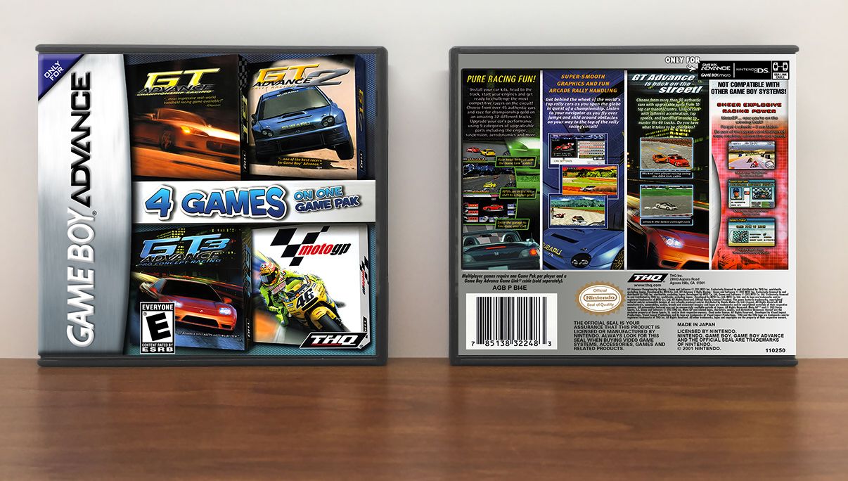 4 Games on One Game Pak: GT Advance / GT Advance 2 / GT Advance 3 / MotoGP, Artwork Spine Color: Chrome