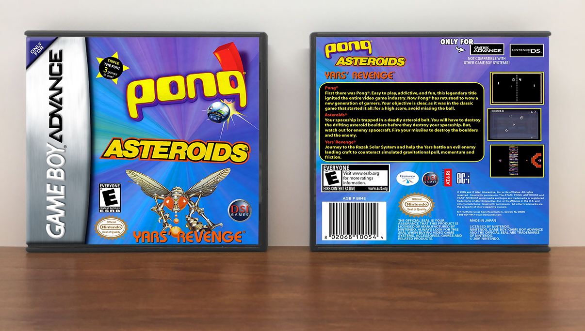 Asteroids / Pong / Yar's Revenge, Artwork Spine Color: Chrome