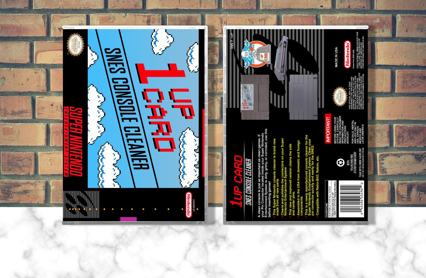 1UP Card - SNES Console Cleaner, Case Color: CLEAR (Transparent)