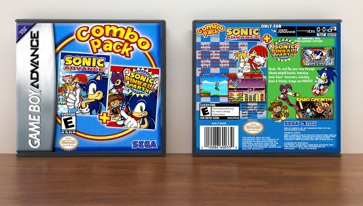 2-In-1 Double Pack - Sonic Advance / Sonic Pinball Party, Artwork Spine Color: Chrome