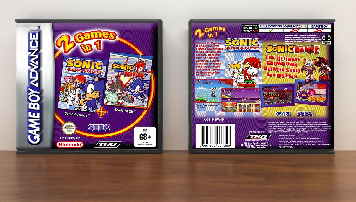 2 Games in 1: Sonic Advance &amp; Sonic Battle (PAL), Artwork Spine Color: Chrome