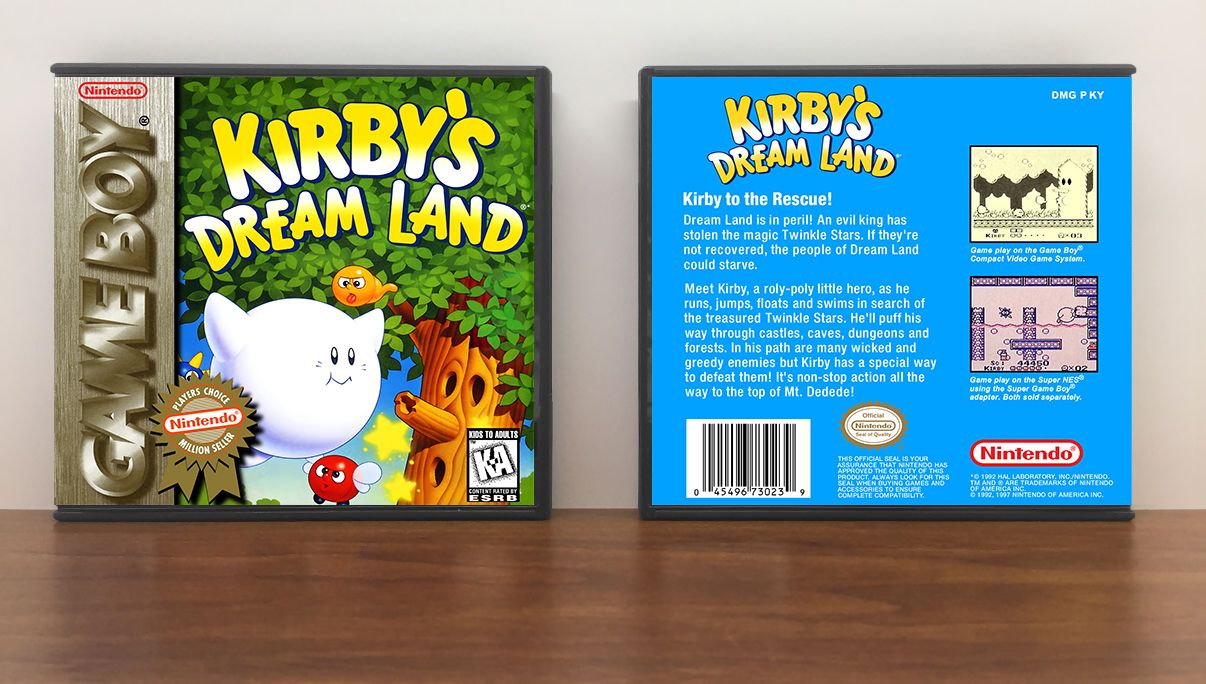 Kirby's Dream Land (PC), Case Color: DARK GREY (OEM DS CASE COLOR), Artwork Spine Color: (PC) Chrome