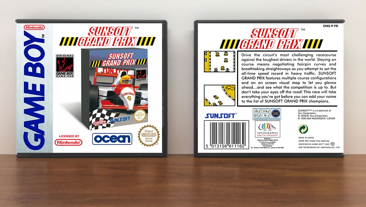 Sunsoft Grand Prix (White Box Release) (PAL), Artwork Spine Color: Chrome