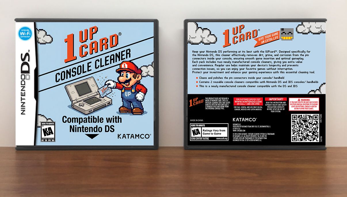 1up Card DS Console Cleaner, Case Color: DARK GREY (OEM DS CASE COLOR)