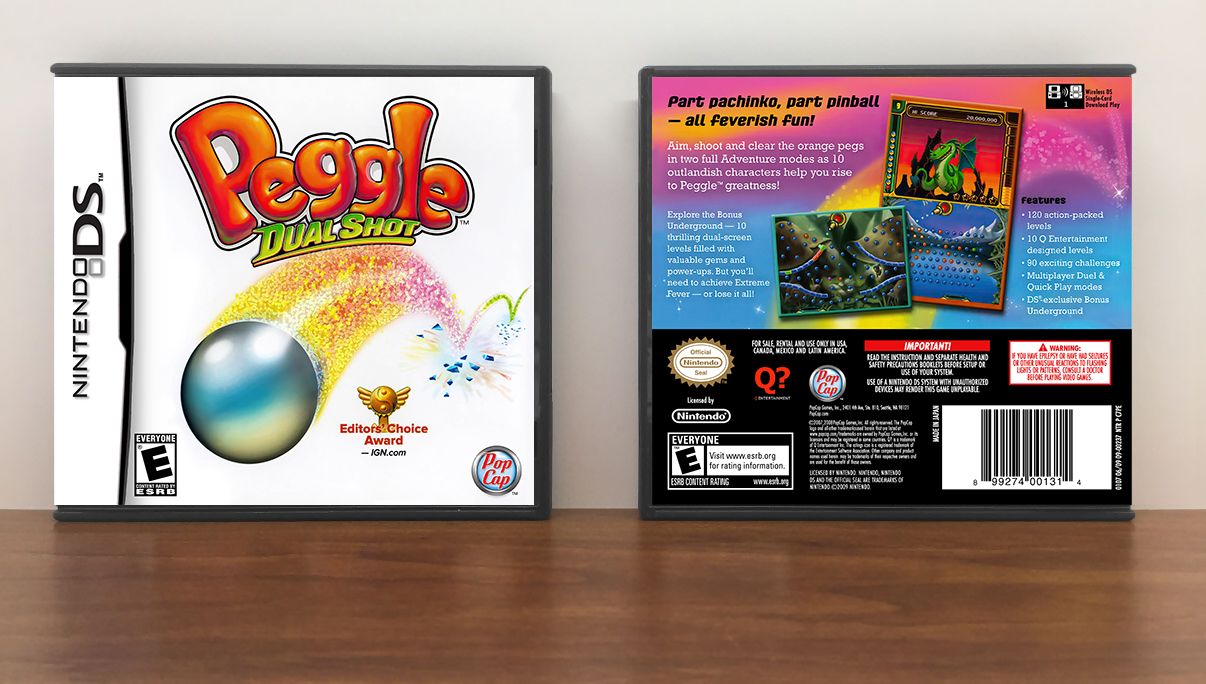 Peggle: Dual Shot (White Variant), Case Color: DARK GREY (OEM DS CASE COLOR)