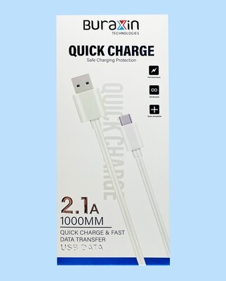 Кабель Buraxin CA01 (USB Type-C - USB, 1 м, 2.1 А)