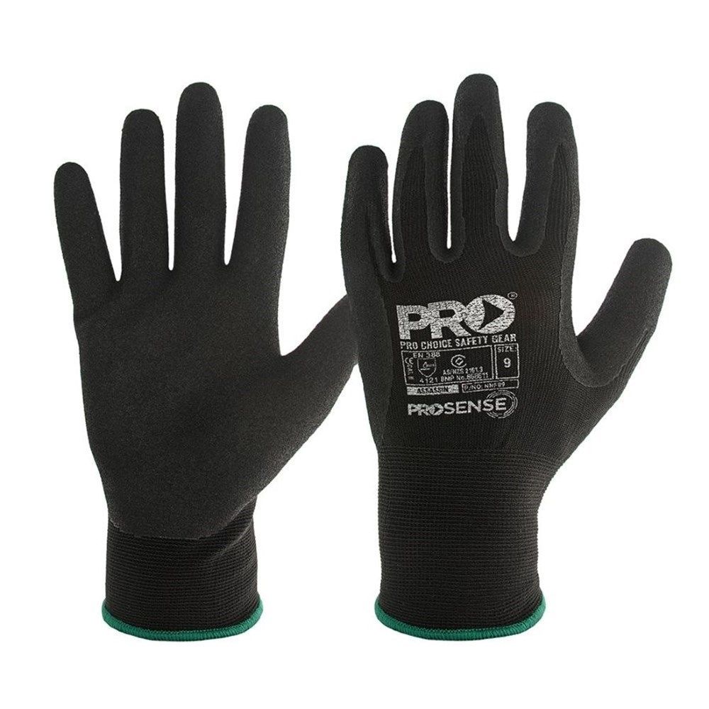 ASSASSIN NITRILE GRIP GLOVE BLACK, Pair, (SIZE 9)