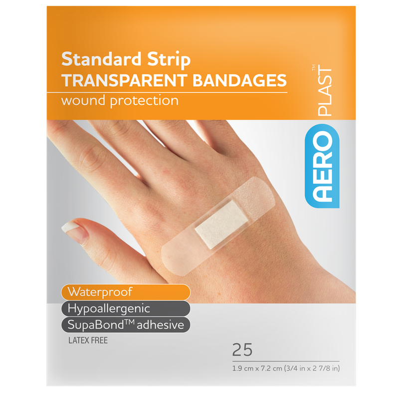 AEROPLAST Transparent Standard Strip 7.2 x 1.9cm Env/25