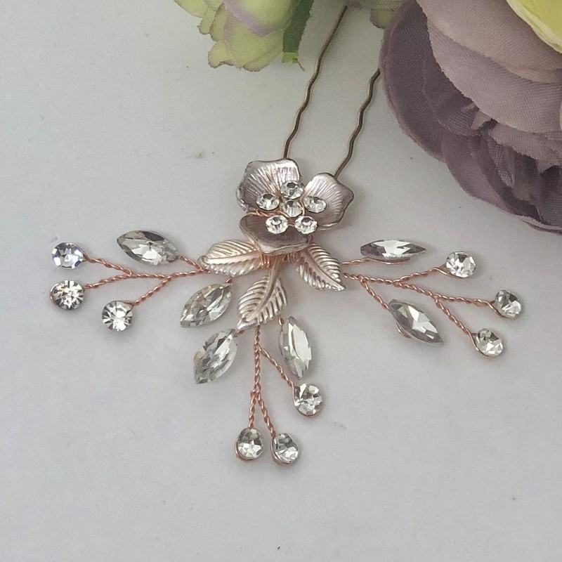 AVA ROSE - Rose Gold Wedding Bridal Hair Pins