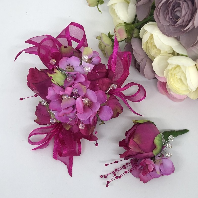 HARLEY - Hot Pink Formal Corsage Set