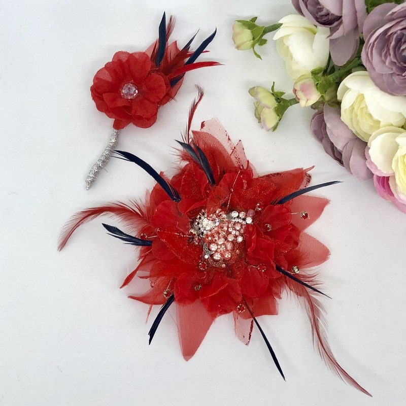 WANDA - Red Formal Corsage Set