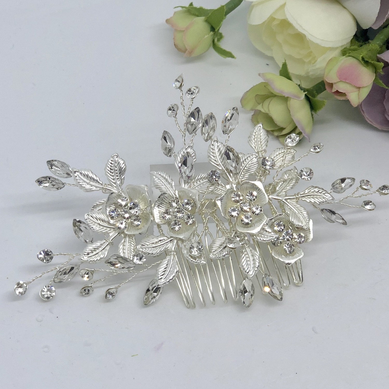 AVA - Silver Wedding Bridal Hair Comb