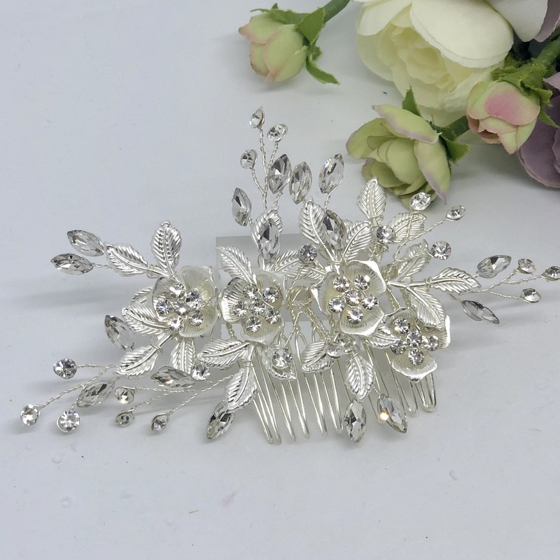 AVA - Silver Wedding Bridal Hair Comb