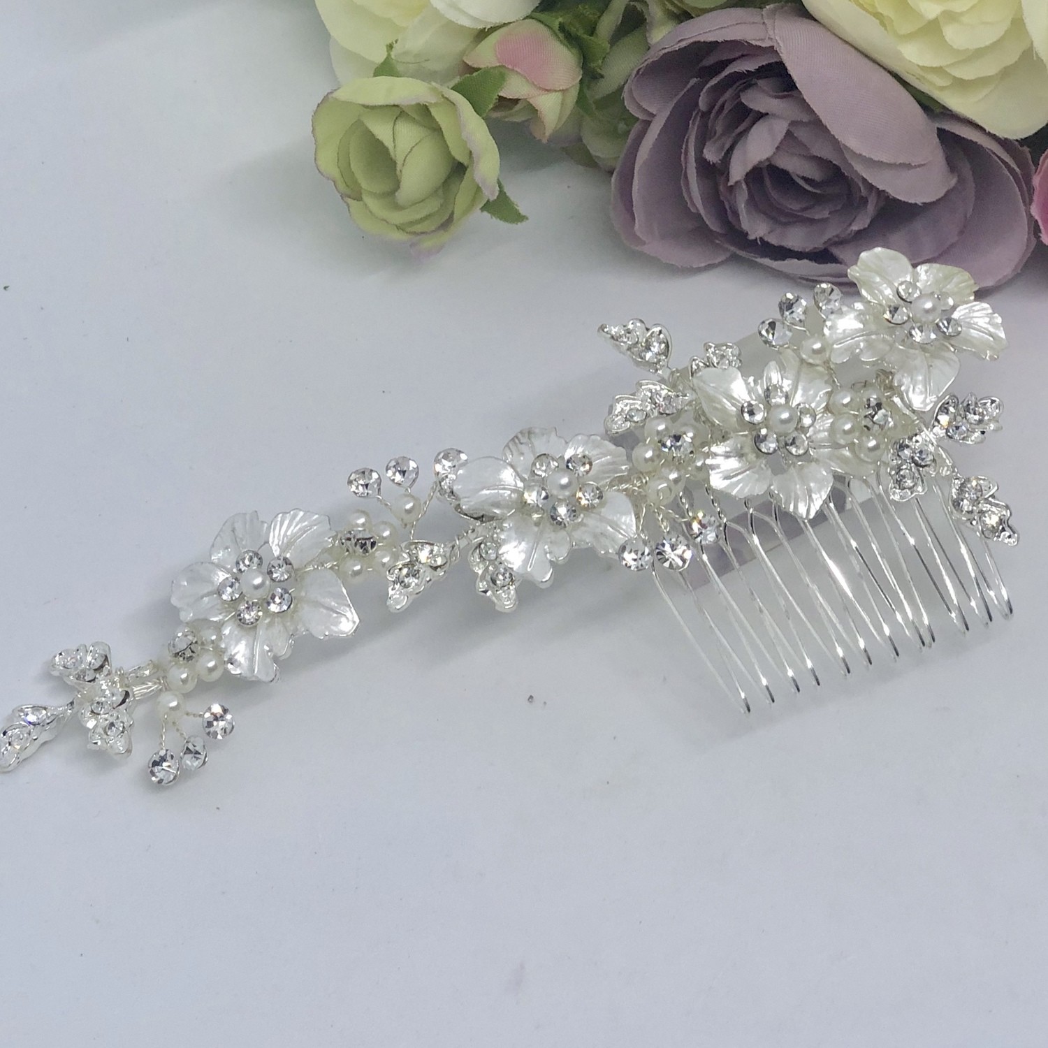 AIMEE - Silver Crystal Wedding Bridal Hair Comb