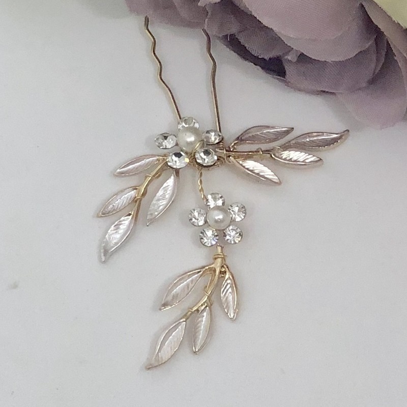 CHER - Rose Gold Wedding Hair Pins