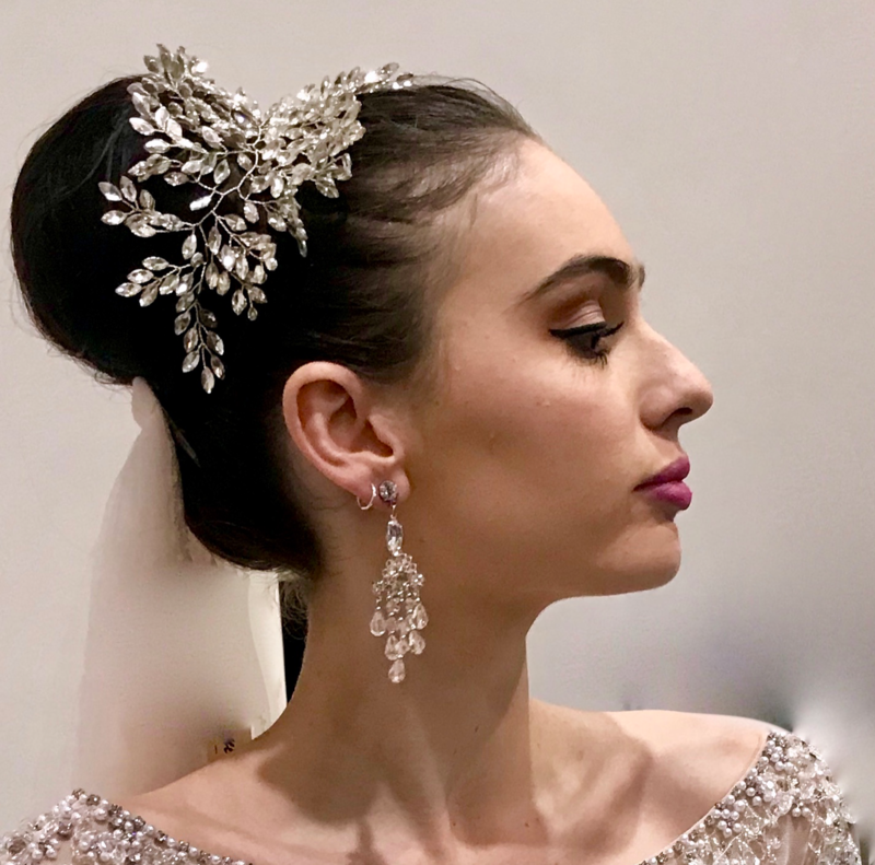 MARLENA - Silver Crystal Wedding Bridal Hair Piece