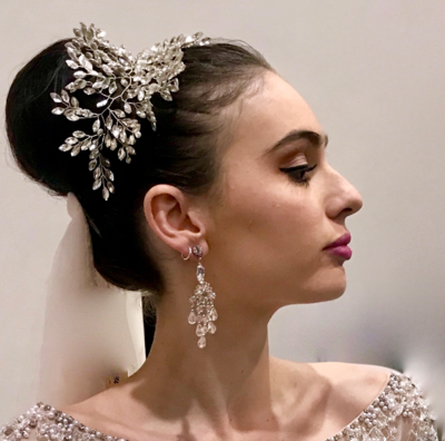MARLENA - Silver Crystal Wedding Bridal Hair Piece