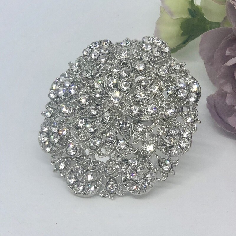 KATE - Silver Crystal Brooch