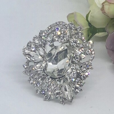IVY - Silver Statement Crystal Brooch