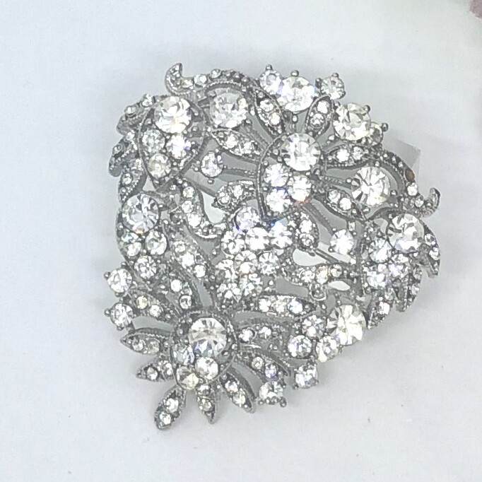 AMBER - Silver Crystal Brooch