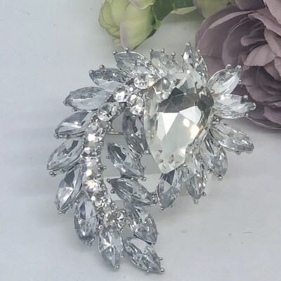 CHARLOTTE - Silver Crystal Brooch
