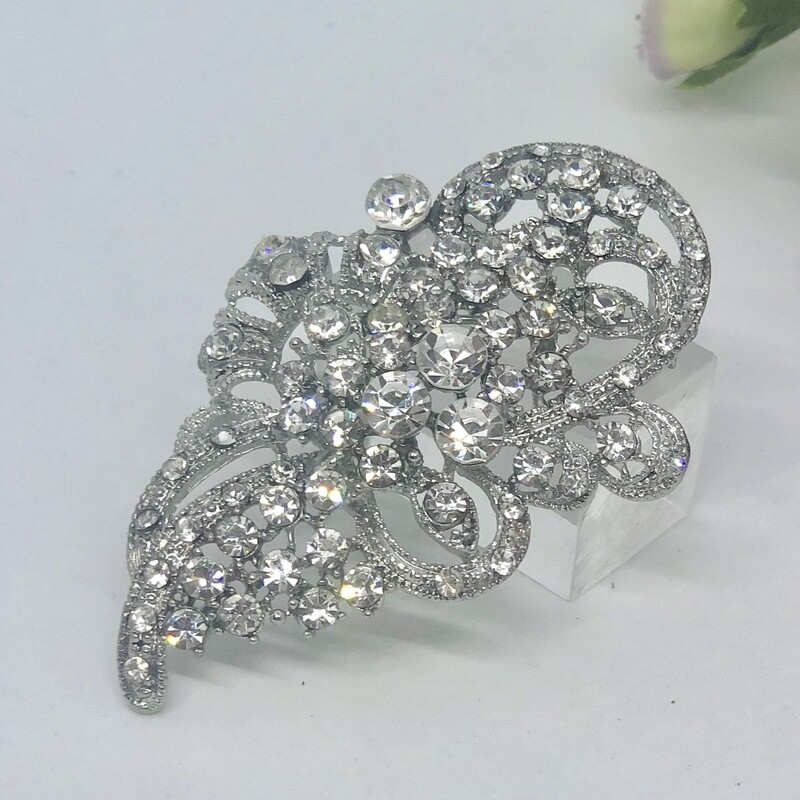 EMMA - Silver Crystal Brooch