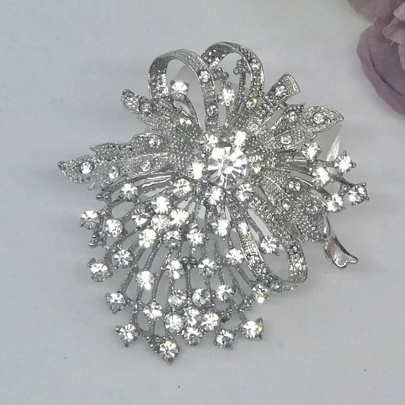 MONA - Silver Crystal Brooch