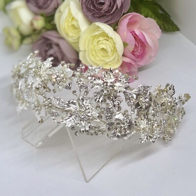 ELAINE - Silver Crystal Wedding Bridal Hair Piece