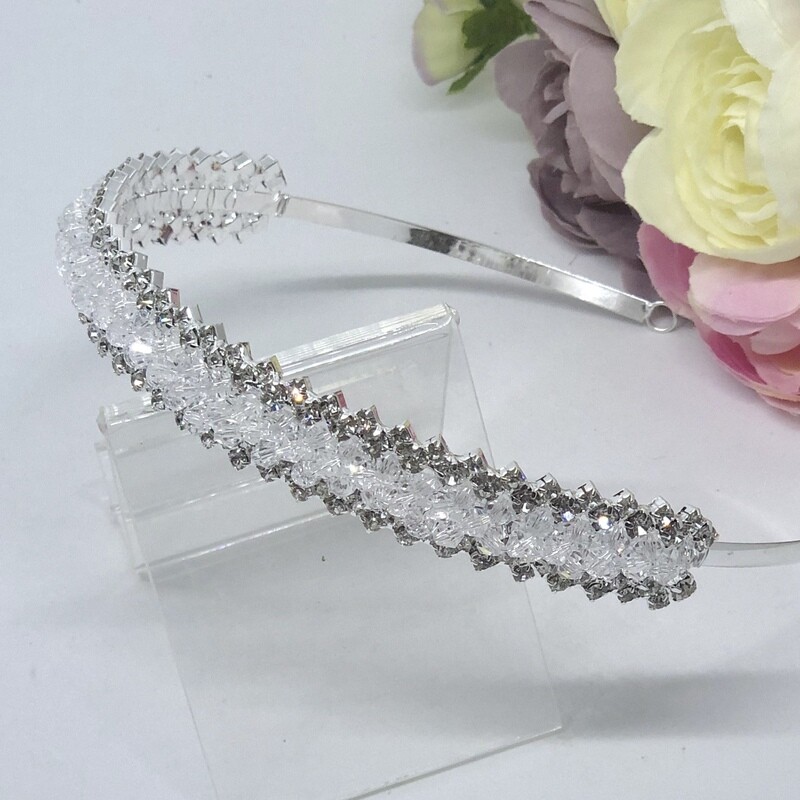 PENNY - Silver Crystal Bridal Wedding Head Piece