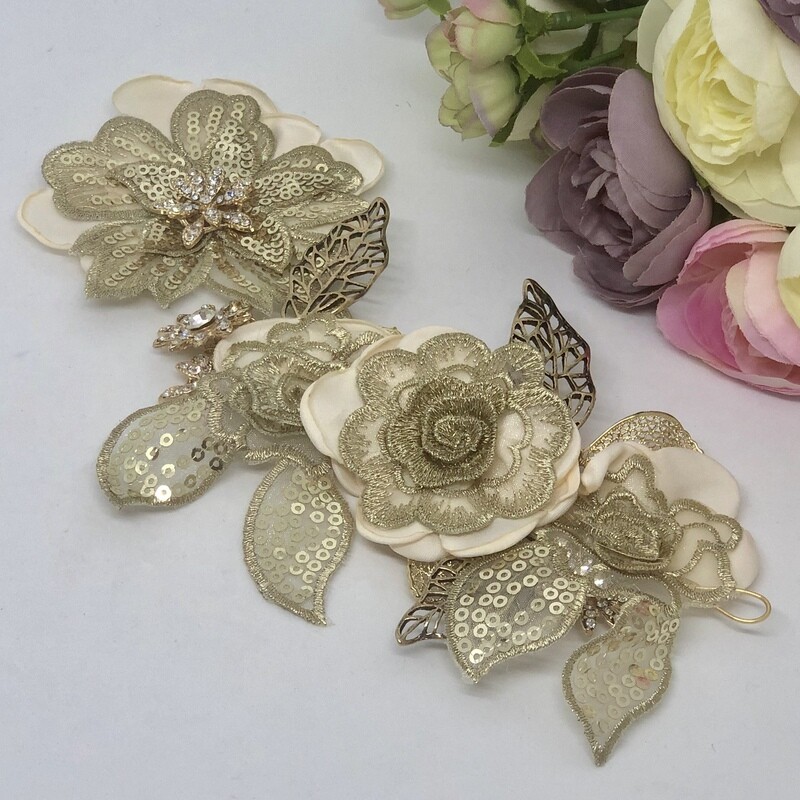 RAQUEL - Gold Flower Wedding Bridal Head Piece